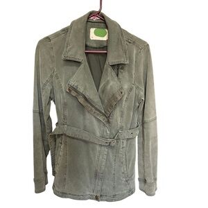 Anthropologie Green Everyday Belted Moto Utility Jacket